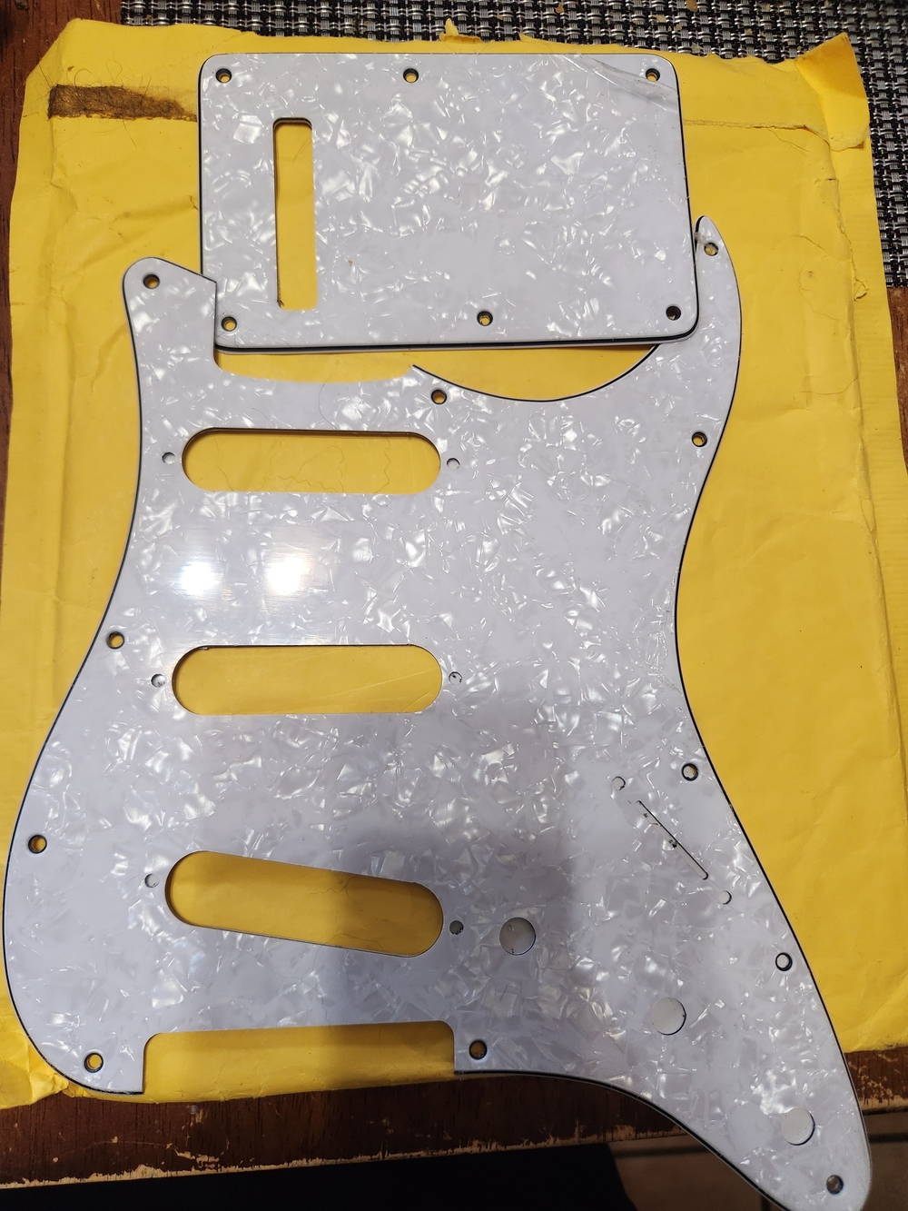 White Pearloid Strat-Style Pickguard and Backplate